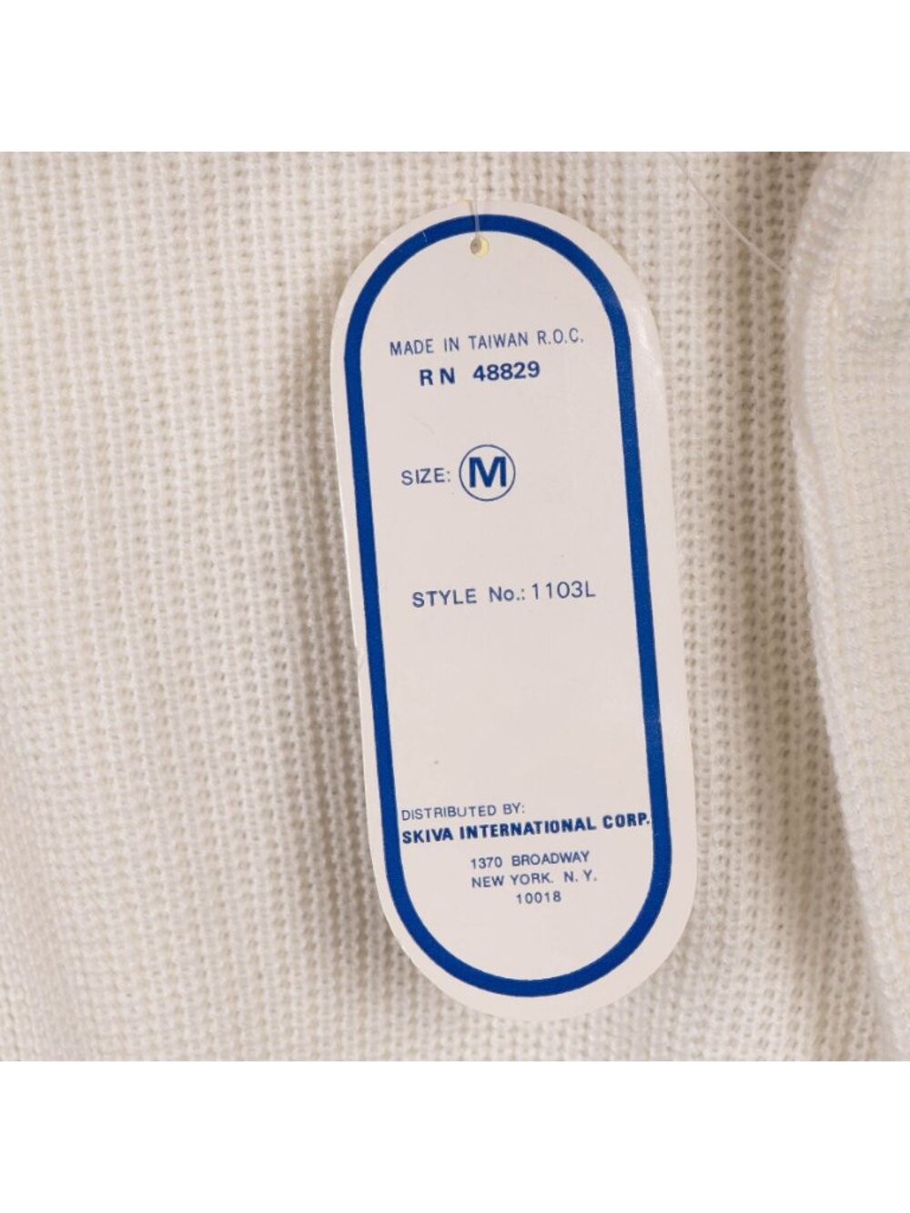 Skiva VTG Crewneck Sweater M Off White Cream 90s Knit Acrylic Raglan Preppy Cozy - Picture 4 of 7
